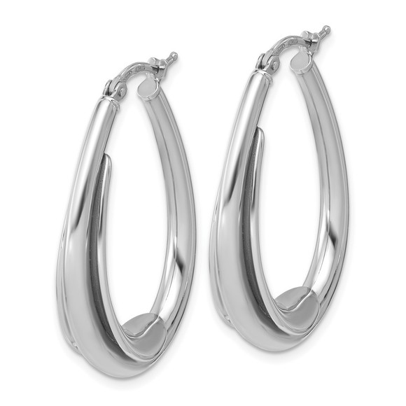 925 Sterling  Silver RH-plated Polished Fancy Oval Hoop Earrings